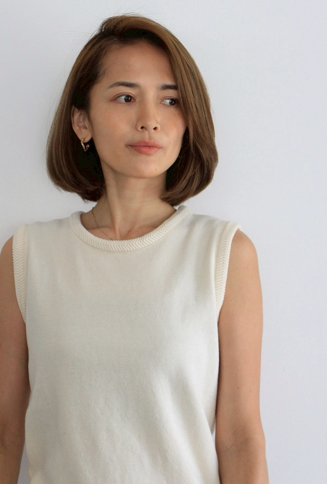 mila.vert knitted herringbone detail sleeveless top